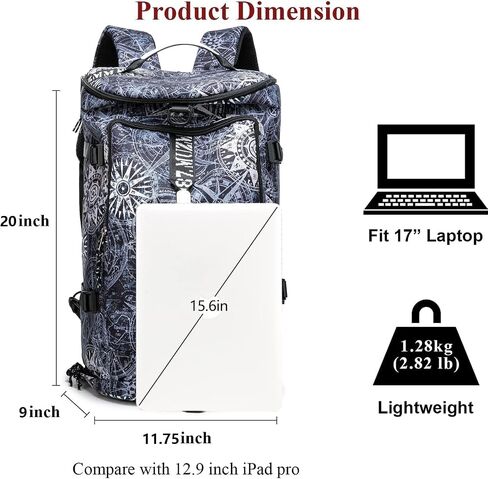 Gym Duffle Bag Waterproof black Laptop Backpack Suitable for Hiking, Fishing, Travel 40L Large Capacity Trendy Cool Lightweight Backpack for Men and Women in Kuwait