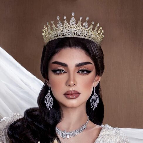 Jorsnovs Bride Tiara Wedding Crowns for Women Cubic Zirconia Bridal Silver CZ Birthday Princess Quinceanera Corona Headpieces in Kuwait