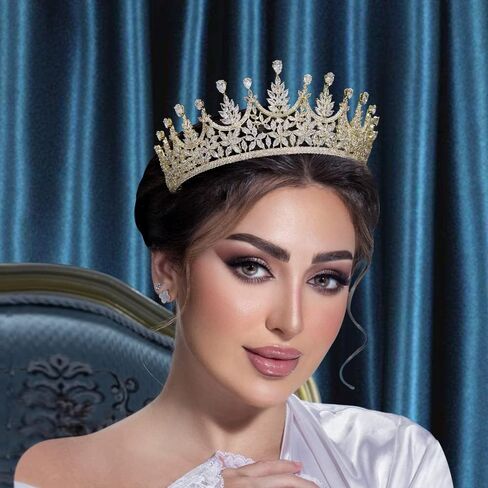Jorsnovs Bride Tiara Wedding Crowns for Women Cubic Zirconia Bridal Silver CZ Birthday Princess Quinceanera Corona Headpieces in Kuwait