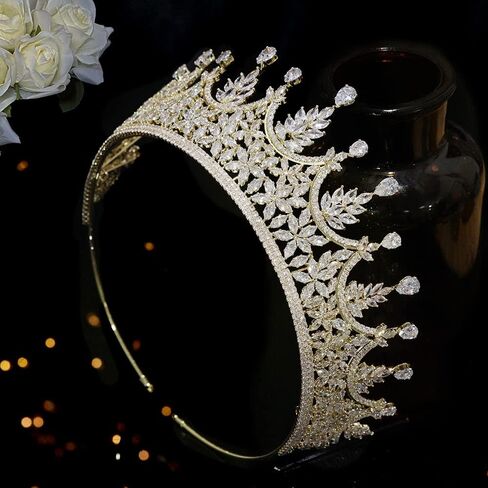 Jorsnovs Bride Tiara Wedding Crowns for Women Cubic Zirconia Bridal Silver CZ Birthday Princess Quinceanera Corona Headpieces in Kuwait