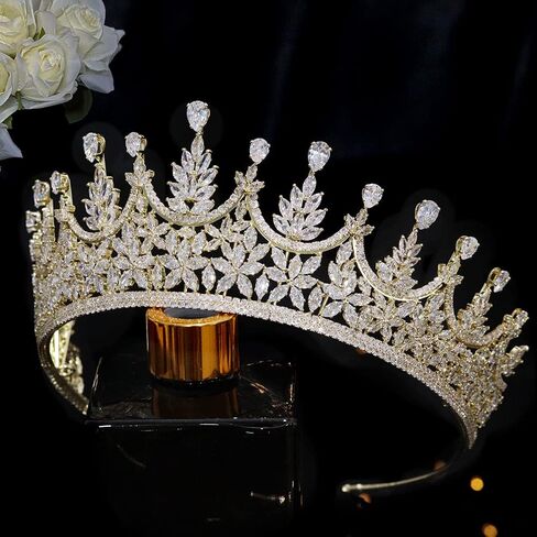 Jorsnovs Bride Tiara Wedding Crowns for Women Cubic Zirconia Bridal Silver CZ Birthday Princess Quinceanera Corona Headpieces in Kuwait