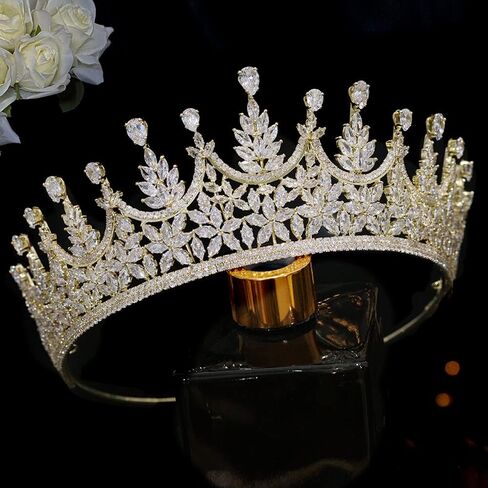 Jorsnovs Bride Tiara Wedding Crowns for Women Cubic Zirconia Bridal Silver CZ Birthday Princess Quinceanera Corona Headpieces in Kuwait