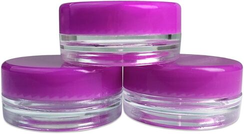 Beauticom 3g/3ml (0.1 Fl Oz) Round Clear Plastic Jars with Round Top Lids for Creams, Lotions, Powders, Glitters, and more. (Color: Clear Lid, Quantity: 50 Pieces) in Kuwait