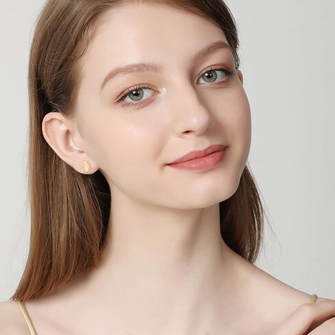 Solid 14k Gold Cat Earrings, Real 14 Carat Gold Stud Earrings for Women Teens, Animal Jewelry Gifts for Her in Saudi Arabia