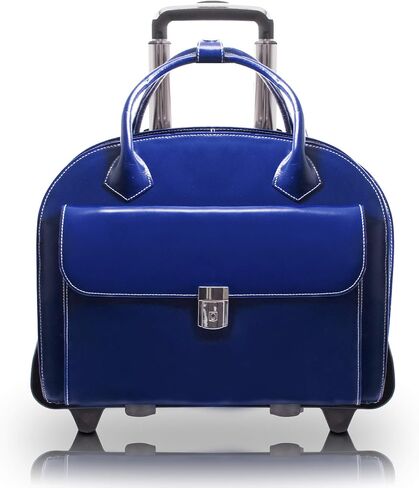 McKleinUSA Glen Ellyn 94367 W Series Italian Leather Detachable-Wheeled Ladies Briefcase (Navy), 18"x9"x14.5" in Kuwait