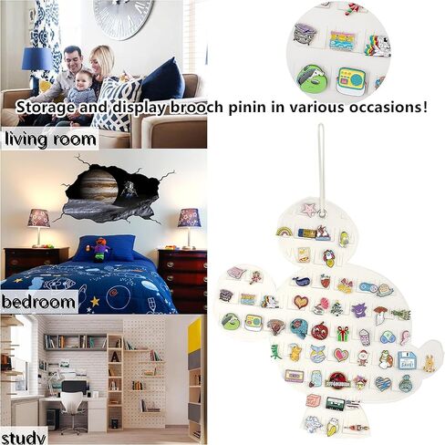 Hanging Brooch Pin Organizer Enamel Pin Display Cute Cartoon Shape Brooch Pin Display Storage Holder for Brooch Pin(Without Accessories) (beige+green) in Kuwait