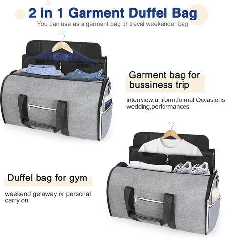 حقائب ملابس من القماش الخشن للسفر، حقيبة حمل قابلة للتحويل، حزام كتف قابل للفصل، حقيبة تعليق تناسب حقائب السفر للرجال والنساء ورحلات العمل in Kuwait