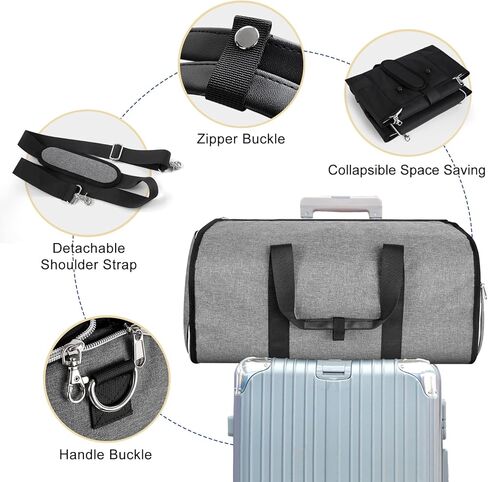 حقائب ملابس من القماش الخشن للسفر، حقيبة حمل قابلة للتحويل، حزام كتف قابل للفصل، حقيبة تعليق تناسب حقائب السفر للرجال والنساء ورحلات العمل in Kuwait