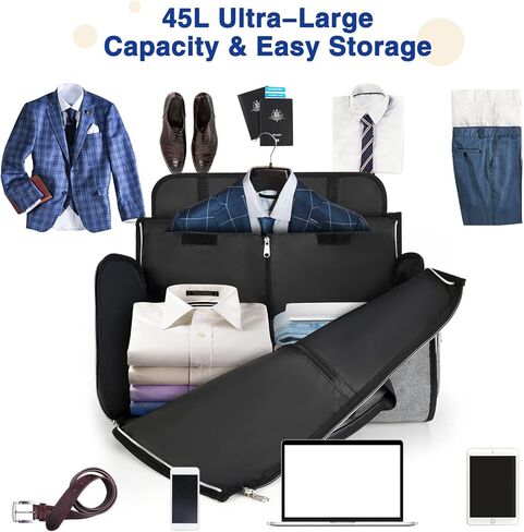 حقائب ملابس من القماش الخشن للسفر، حقيبة حمل قابلة للتحويل، حزام كتف قابل للفصل، حقيبة تعليق تناسب حقائب السفر للرجال والنساء ورحلات العمل in Kuwait