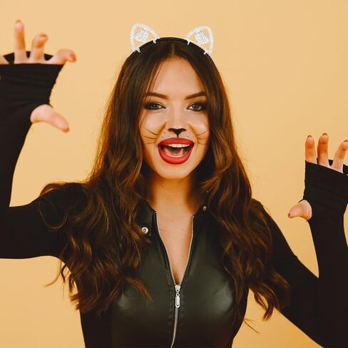 KICOSY 4 قطع من عصابات رأس آذان القطط اللامعة من حجر الراين عصابة رأس من كريستال آذان القطط للفتيات والنساء وعصابة رأس لآذان القطط والهالوين والكبار والأطفال في الحفلات التنكرية وإكسسوارات غطاء الرأس in Kuwait