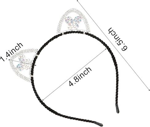 KICOSY 4 قطع من عصابات رأس آذان القطط اللامعة من حجر الراين عصابة رأس من كريستال آذان القطط للفتيات والنساء وعصابة رأس لآذان القطط والهالوين والكبار والأطفال في الحفلات التنكرية وإكسسوارات غطاء الرأس in Kuwait