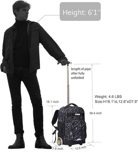 UNIKER Rolling Backpacks Football Pattern,Trolley School Bag with Pencil Case,Trip Luggage,Wheeled Suitcase with Two Wheels,Rolling Backpack Set in Kuwait