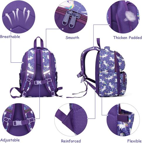 حقيبة ظهر VASCHY للفتيات والأطفال اللطيفة في مرحلة ما قبل المدرسة سعة 12 لتر حقيبة كتب صغيرة للسفر إلى المدرسة ليلك دينوس in Kuwait