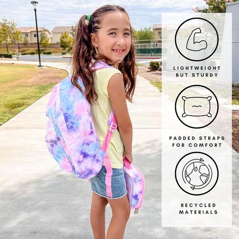 Fenrici Tie Dye Backpack for Boys, Kid's Backpack for Boys, Girls, School Bookbag with Padded Laptop Compartment, Blue, Tie Dye, 17 Inch in Kuwait