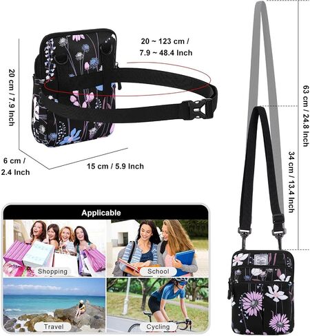 KAMO Multifunction Phone Bag One Shoulder Phone Waist Bag Diagonal Cross Bag Smart Phone Case Outdoor Bag Triple Zip Hipster Crossbody Purse for Women & Men in Kuwait