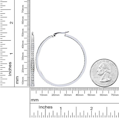 أقراط فضية للنساء أقراط كبيرة أقراط كبيرة مكعبة الزركونيا أقراط دائرية رقيقة من أحجار الراين أقراط دائرية 50 مم أطواق سباركلي أنيقة مع كريستالات للفتيات in Kuwait