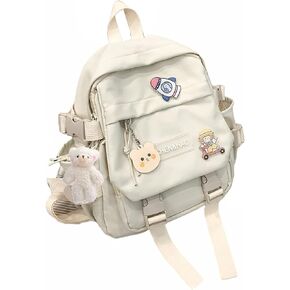 PEXIZUAN kawaii backpack girl school bag waterproof nylon with kawaii pendant cute pin mini backpack(black) in Saudi Arabia