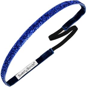 عصابة رأس للفتيات من Sweaty Bands - عصابة شعر لامعة مبطنة بالمخمل غير قابلة للانزلاق - Viva Diva Royal Blue 3/8 بوصة