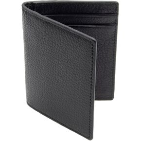 The Tanned Cow- محفظة حامل بطاقات نحيفة للرجال والنساء، محفظة جلدية صغيرة رفيعة ثنائية الطي، مدمجة، حامل بطاقات ائتمان بجيب أمامي مع خاصية حجب RFID، صندوق هدايا (جلد نابا، بني داكن/رمادي) in Kuwait