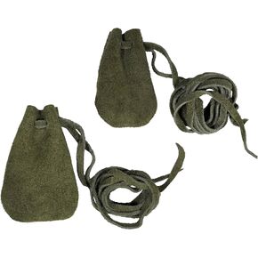 Mythrojan Pair of Medieval Drawstring Pouches, Ideal for SCA LARP Reenactment & Ren Fair-Suede Leather