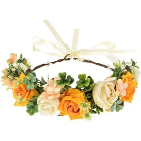 Vividsun حفل زفاف زهرة تاج إكليل الزهور عقال إكليل الزهور خوذة (N/وردي بيج) in Kuwait