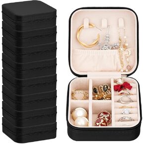 Leezmark 8 Pcs Jewelry Travel Case, Bridesmaid Gifts Set Of 6 & 8, Velvet Portable Jewelry Travel Organizer Small Jewelry Box Bridesmaid Proposal Gifts Box Mini Storage Organizer Storage Box, White