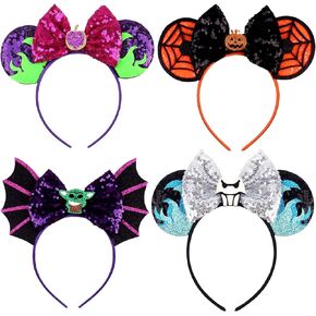 SETHOUS 4 PCS Halloween Mouse Ears Headbands Glitter Mouse Ears Bow Headband Christmas Tree Headband in Kuwait