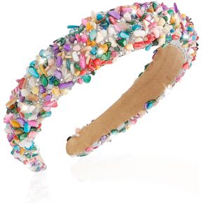 AHONEY Rhinestone Headband Women Thick Padded Headband, Bling Crystal Beaded Head Band Glitter Cute Headband Birthday Party Prom Hair Accessories For Women (Yellow