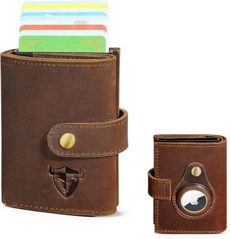 Handadsume سميكة كريزي هورس جلدية هدية السفر الجيب الأمامي مع عملة جيب بطاقة حالة منظم محفظة Rfid للرجال الذكور 1694 (1694-بني) in Kuwait