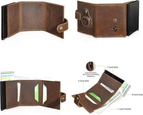 Handadsume سميكة كريزي هورس جلدية هدية السفر الجيب الأمامي مع عملة جيب بطاقة حالة منظم محفظة Rfid للرجال الذكور 1694 (1694-بني) in Kuwait