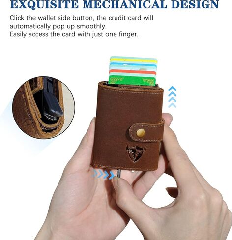 Handadsume سميكة كريزي هورس جلدية هدية السفر الجيب الأمامي مع عملة جيب بطاقة حالة منظم محفظة Rfid للرجال الذكور 1694 (1694-بني) in Kuwait