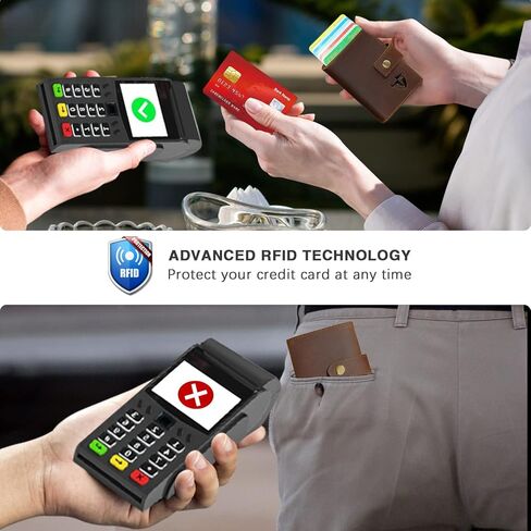 Handadsume سميكة كريزي هورس جلدية هدية السفر الجيب الأمامي مع عملة جيب بطاقة حالة منظم محفظة Rfid للرجال الذكور 1694 (1694-بني) in Kuwait