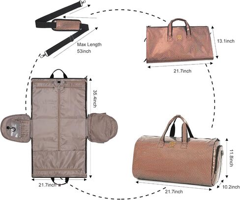 Modoker Leather Garment Bag for Travel – 2-in-1 Carry-On Suit Bag & Weekender for Women – Wedding Dress Luggage with Shoe Compartment & Shoulder Strap – Ideal for Business Trips,Pink in Kuwait