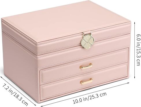 Vlando Jewelry Box 4-Tier,Jewelry Boxes & Organizers with Handle,3 Drawers Travel Jewelry Case with Mirror,Jewelry Storage,Earrings Necklace Rings Christmas Gift for Women Girl White in Kuwait