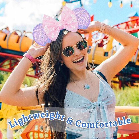 Akkya Mouse Ears Headband Hair Clips Accessories for Women Girl Kid Adult Birthday Party Princess Park Costume Mini Bow Present Black in Saudi Arabia
