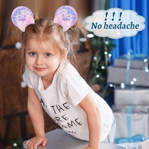 Akkya Mouse Ears Headband Hair Clips Accessories for Women Girl Kid Adult Birthday Party Princess Park Costume Mini Bow Present Black in Saudi Arabia