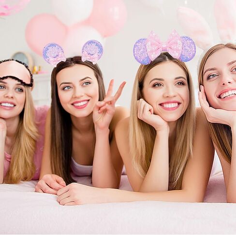 Akkya Mouse Ears Headband Hair Clips Accessories for Women Girl Kid Adult Birthday Party Princess Park Costume Mini Bow Present Black in Saudi Arabia