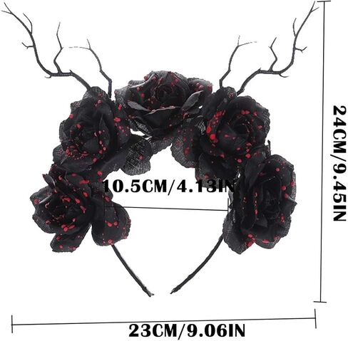Bufenia Halloween Headband Day of the Dead Head Piece Floral Crown Headbands Gothic Hair Band Mexican Flower Headpiece Costume Cosplay for Women and Girls (Skull 2) in Kuwait