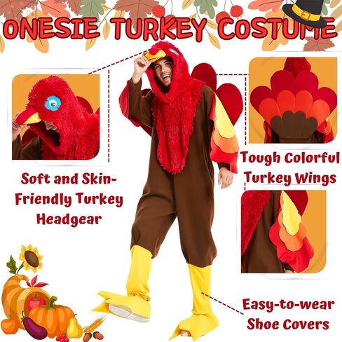 Gardentime تركيا زي الكبار عيد الشكر هالوين نيسيي تأثيري الزي 3 قطعة متعة البدلة للرجال والنساء عطلة الطرف in Kuwait