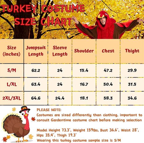 Gardentime تركيا زي الكبار عيد الشكر هالوين نيسيي تأثيري الزي 3 قطعة متعة البدلة للرجال والنساء عطلة الطرف in Kuwait