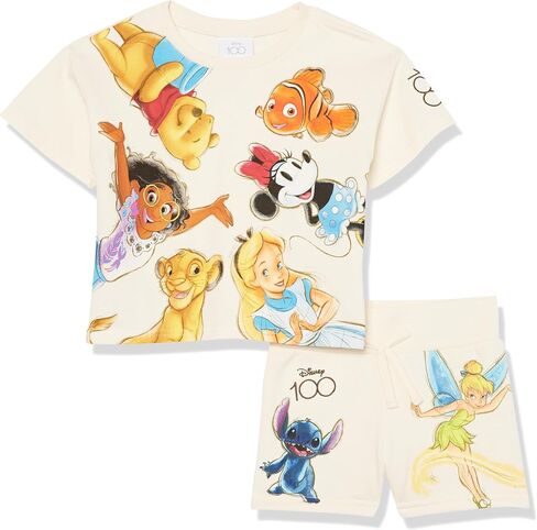 Disney Girls D100 Multi Character Girls French Terry Tee & Short Set - Minnie, Stitch, Mirabel, Tinkerbell in Saudi Arabia