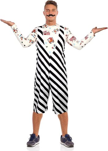 Liitrsh 4 Pcs 70s Halloween Costumes for Men Strongman Circus Costume Suit for Adult with Inflatable Barbell Mustache for Men Halloween Cosplay Costume in Saudi Arabia