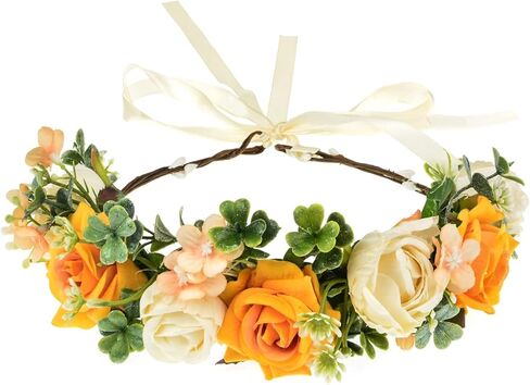 Vividsun حفل زفاف زهرة تاج إكليل الزهور عقال إكليل الزهور خوذة (N/وردي بيج) in Kuwait