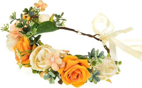 Vividsun حفل زفاف زهرة تاج إكليل الزهور عقال إكليل الزهور خوذة (N/وردي بيج) in Kuwait