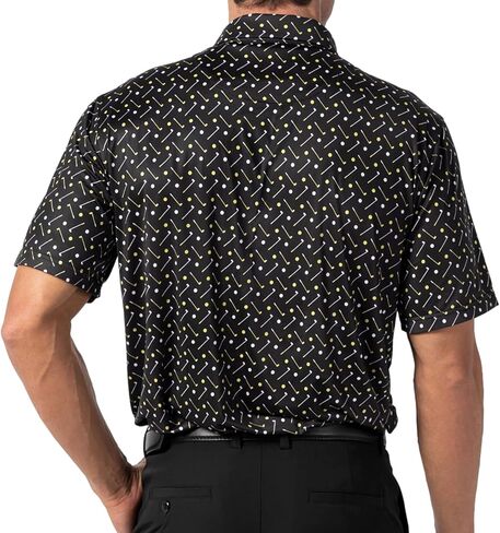 قمصان جولف AOTORR للرجال ذات أداء عادي وممتص للرطوبة وطباعة بأكمام قصيرة قمصان بولو للرجال in Kuwait