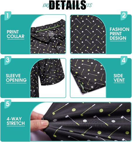 قمصان جولف AOTORR للرجال ذات أداء عادي وممتص للرطوبة وطباعة بأكمام قصيرة قمصان بولو للرجال in Kuwait