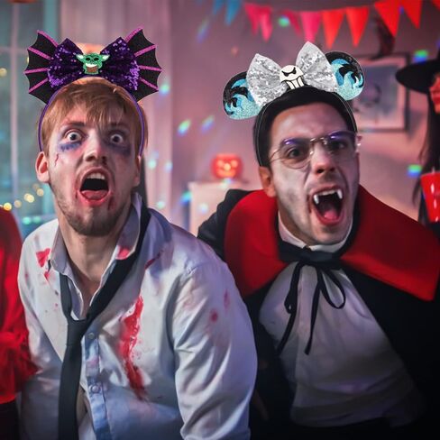 SETHOUS 4 PCS Halloween Mouse Ears Headbands Glitter Mouse Ears Bow Headband Christmas Tree Headband in Kuwait