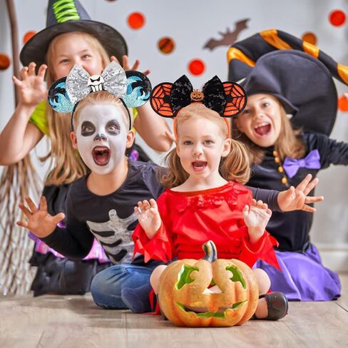 SETHOUS 4 PCS Halloween Mouse Ears Headbands Glitter Mouse Ears Bow Headband Christmas Tree Headband in Kuwait