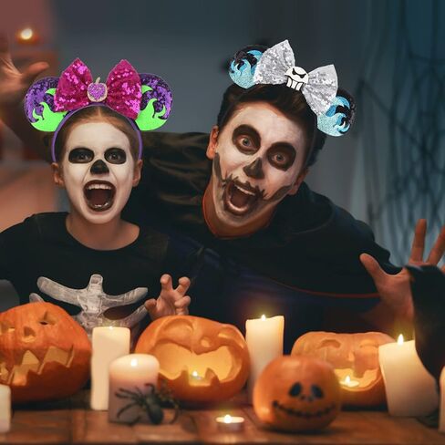 SETHOUS 4 PCS Halloween Mouse Ears Headbands Glitter Mouse Ears Bow Headband Christmas Tree Headband in Kuwait