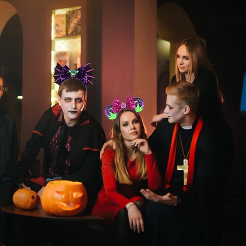 SETHOUS 4 PCS Halloween Mouse Ears Headbands Glitter Mouse Ears Bow Headband Christmas Tree Headband in Kuwait